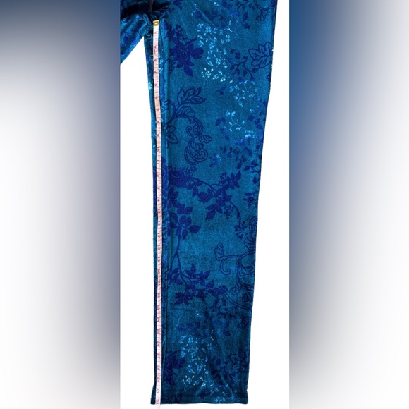 NWT Natori Lush Peony Velour Pajama Set Floral Blue Size Small - Picture 12 of 15